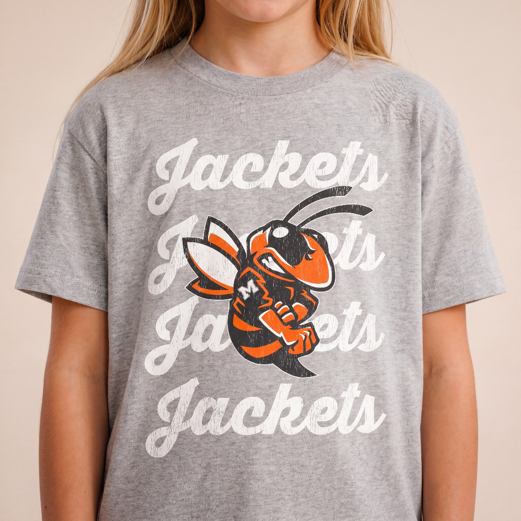 Mineola Buzz Tee Youth — Buzz mascot graphic detail