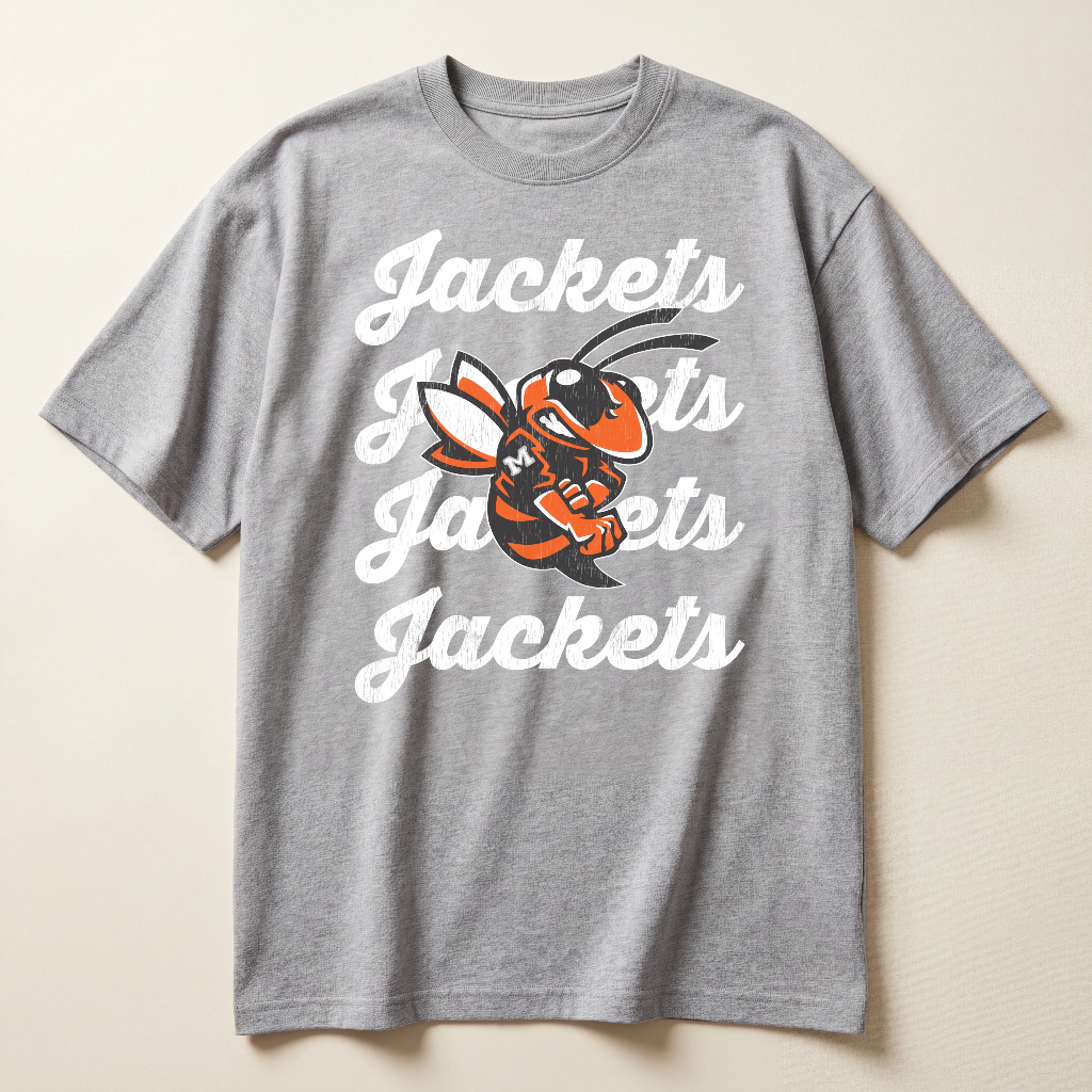 Mineola Buzz Tee Youth in Heather Grey, flat lay