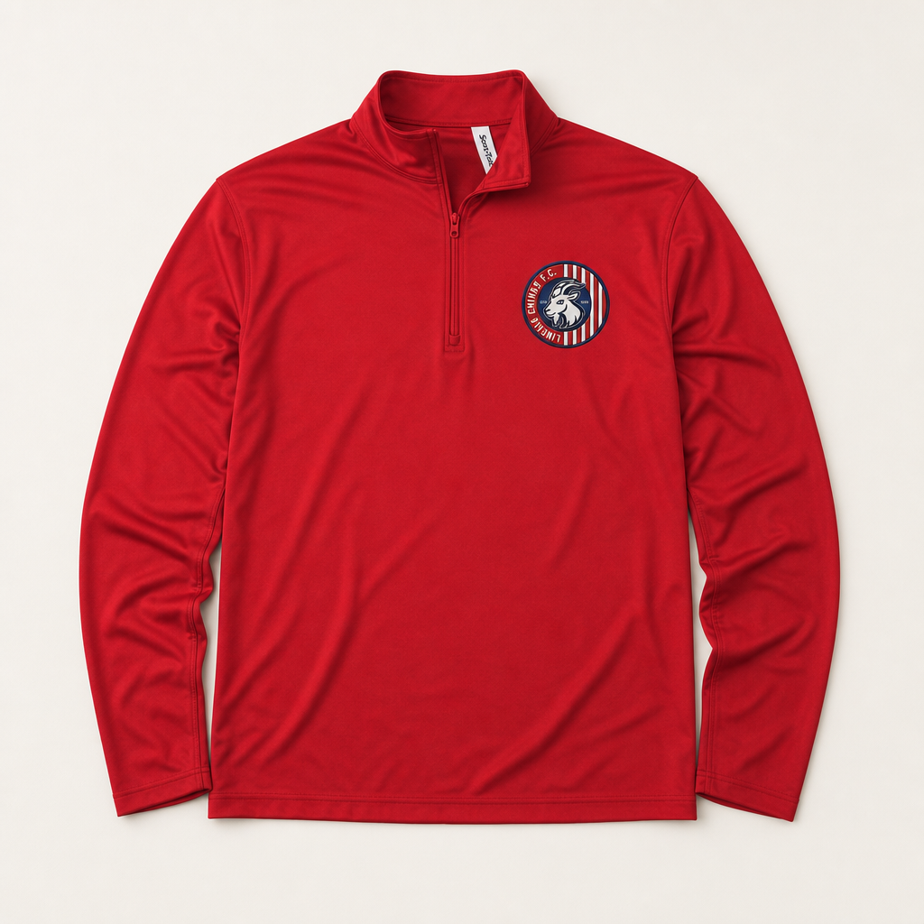 Lindale Chivas Quarter-Zip Pullover in Red, flat lay