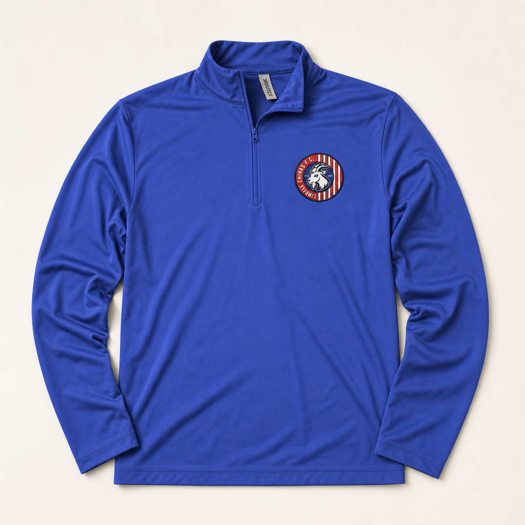 Lindale Chivas Quarter-Zip Pullover in Tour Blue, flat lay