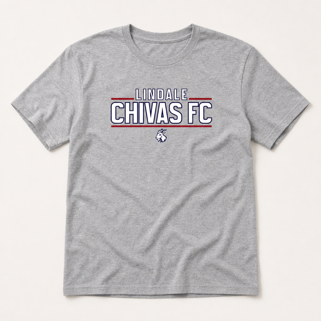 Lindale Chivas Wordmark Tee in Premium Heather, flat lay