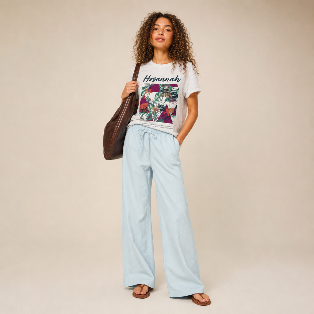 Hosannah tee by Eighteen44 in white, front view