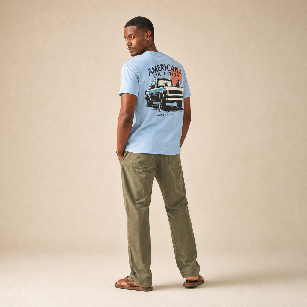 Sunset Scout Americana tee in Hydrangea, front view