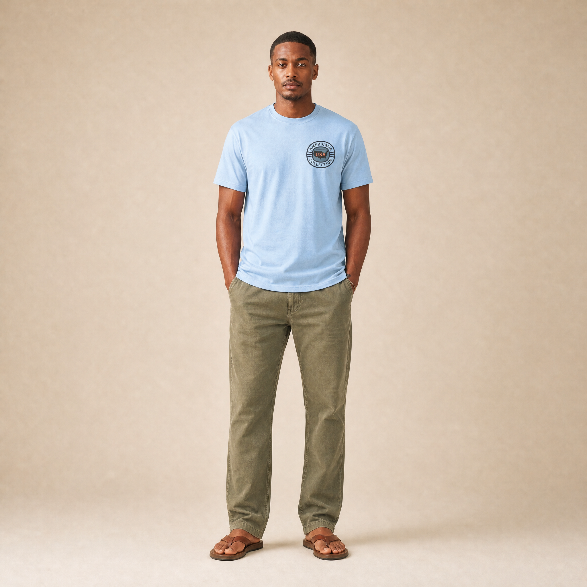Sunset Scout Americana tee — fabric and print detail