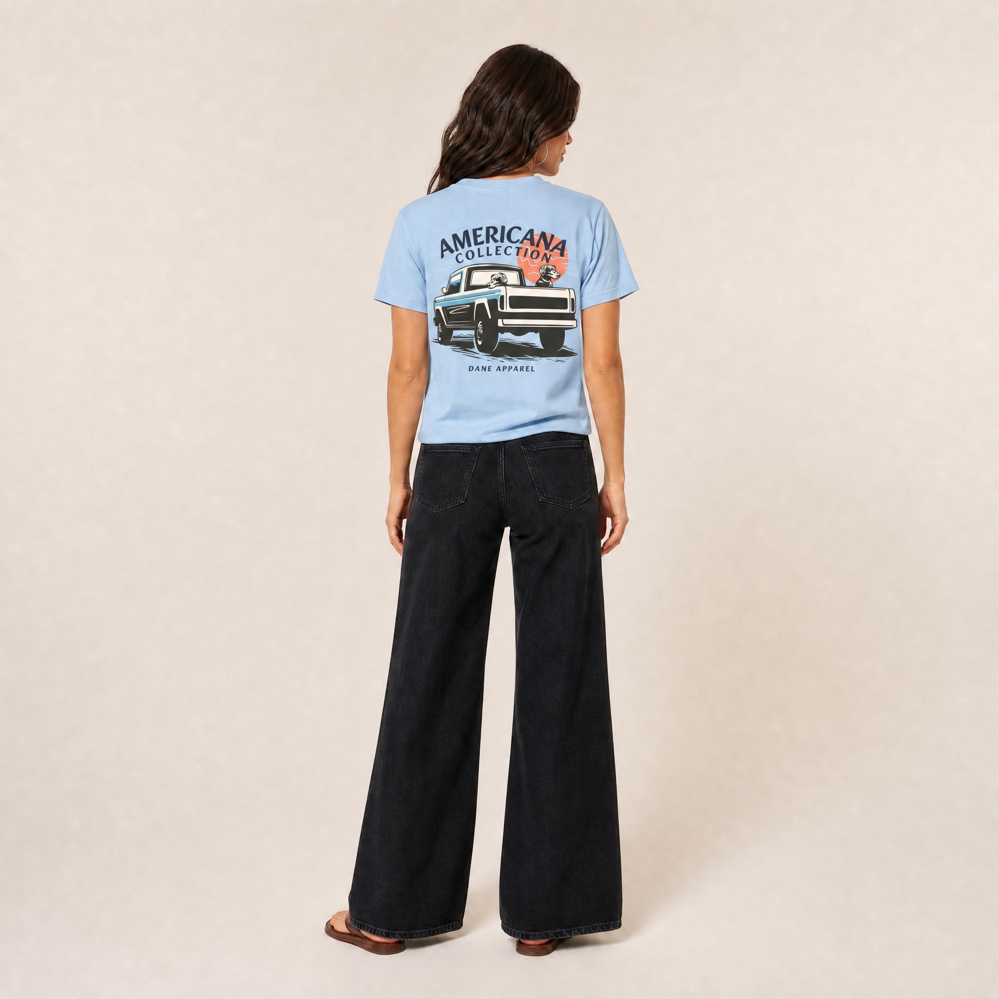 Sunset Scout Americana tee, worn by a model