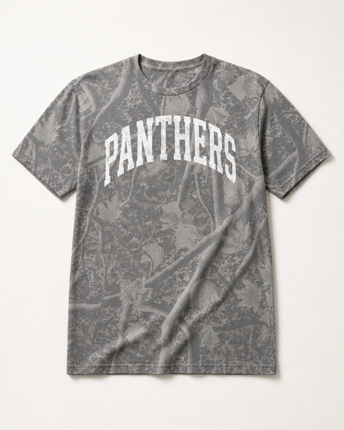 Alba-Golden Premium Camo Tee flat lay on Deadwood Tree Camo