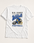 Big Sandy Wildcats Football Retro Tee flat lay, front graphic
