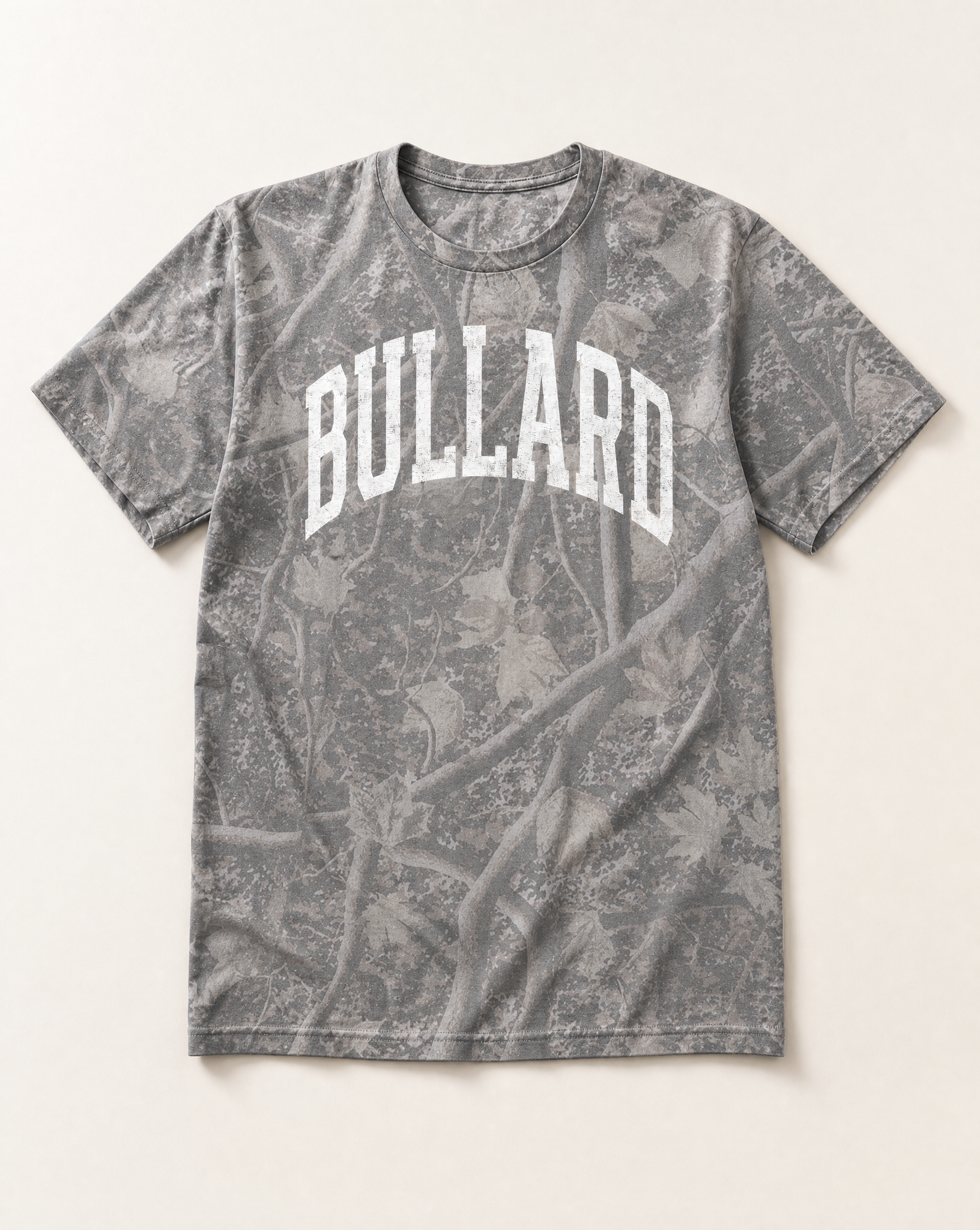 Bullard Premium Camo Tee flat lay on Deadwood Tree Camo