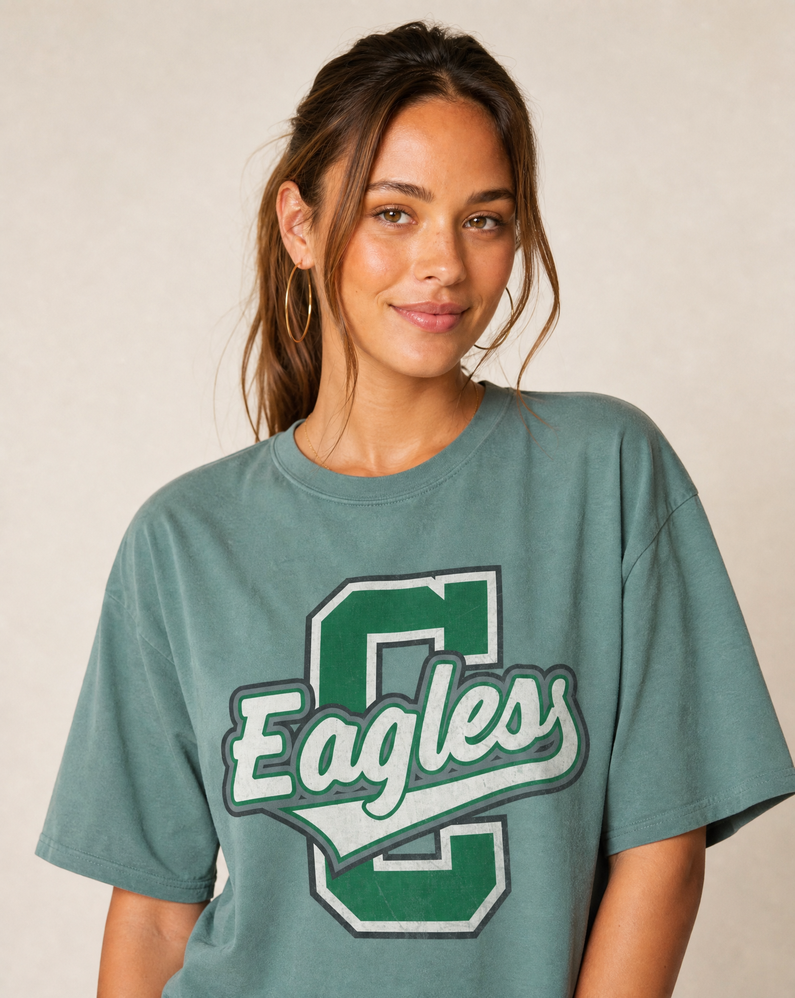 Close-up of the Canton Eagles varsity print in Light Green