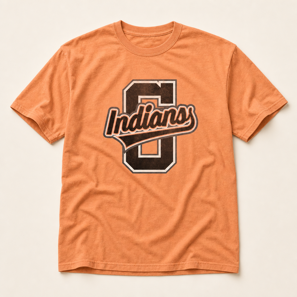 Grand Saline Indians Varsity Spirit Tee in Burnt Orange, Comfort Colors C1717 flat lay