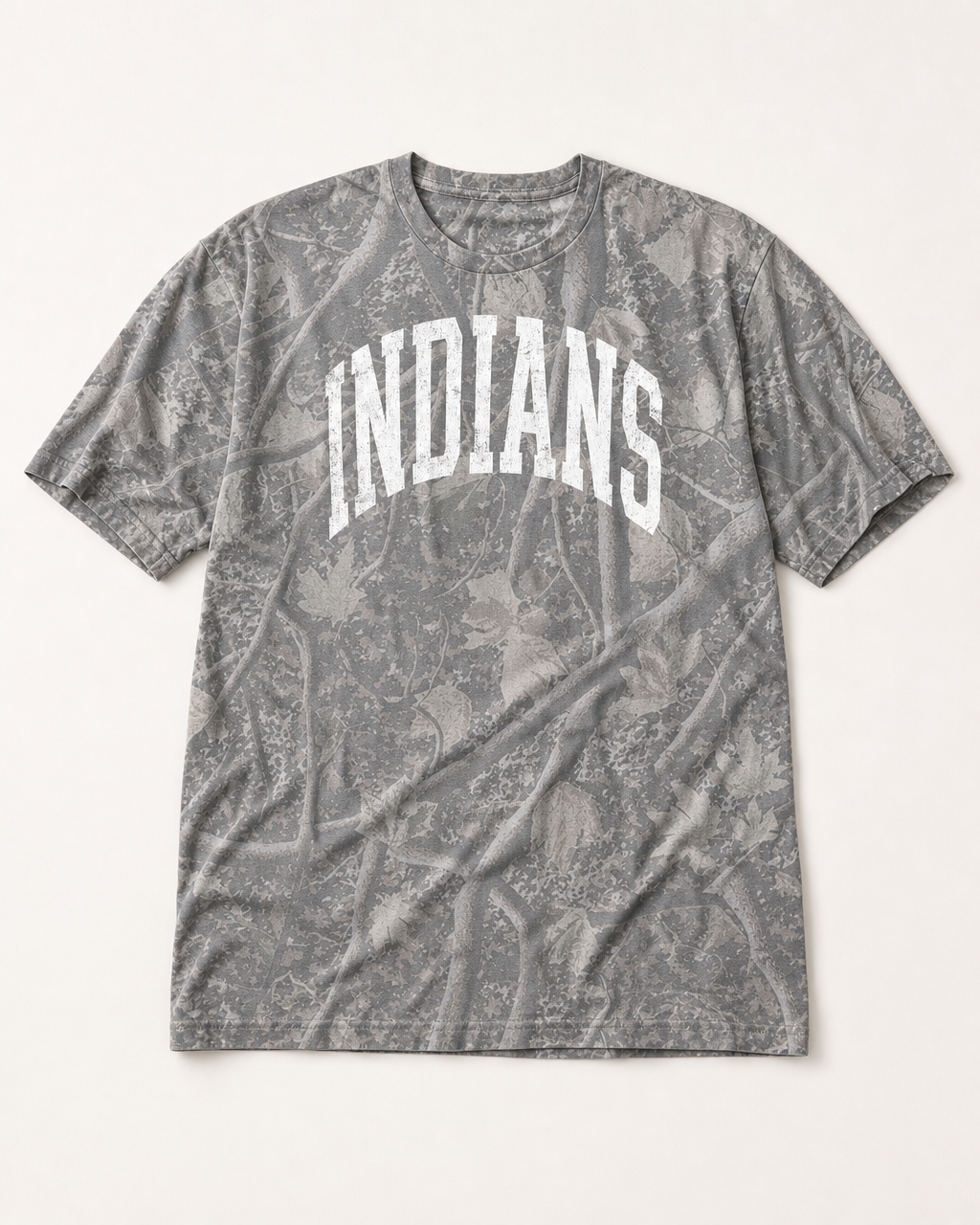 Grand Saline Premium Camo Tee flat lay on Deadwood Tree Camo