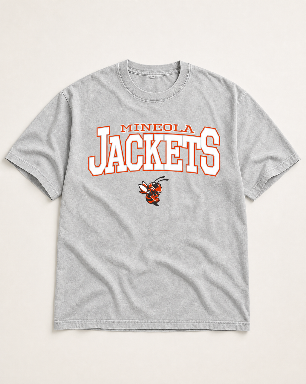 Mineola Jackets snow washed tee flat lay, front
