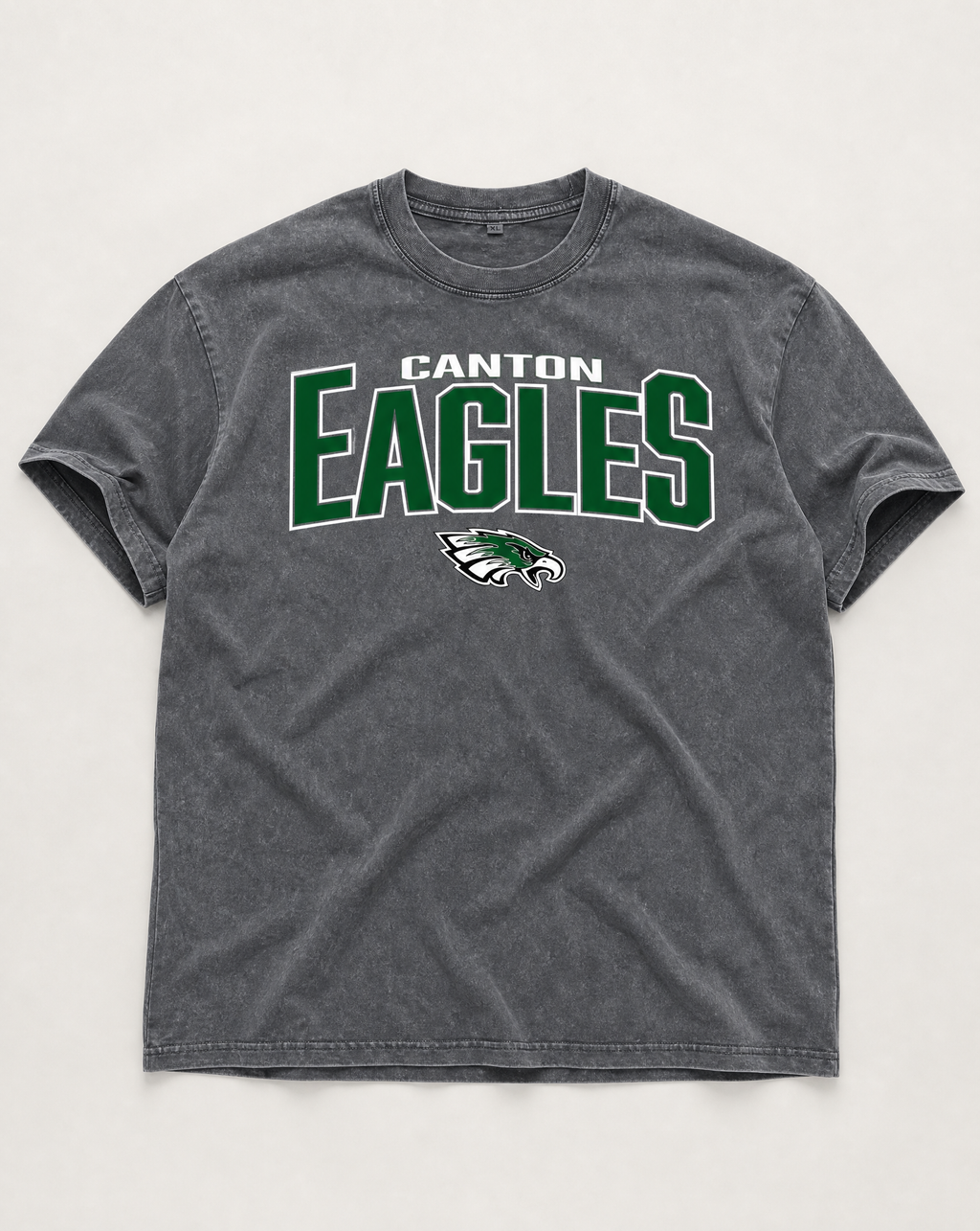 Canton Eagles snow washed tee flat lay, front