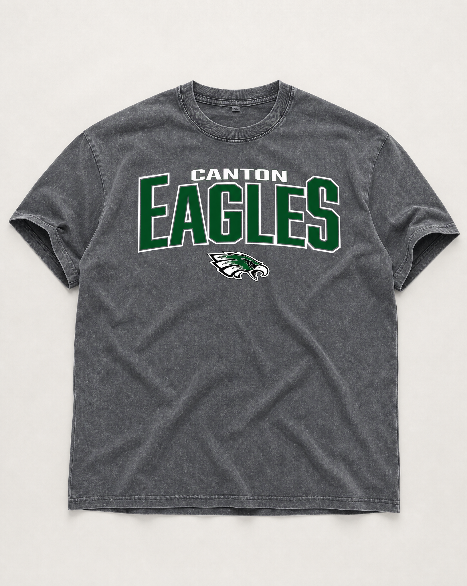 Canton Eagles snow washed tee flat lay, front