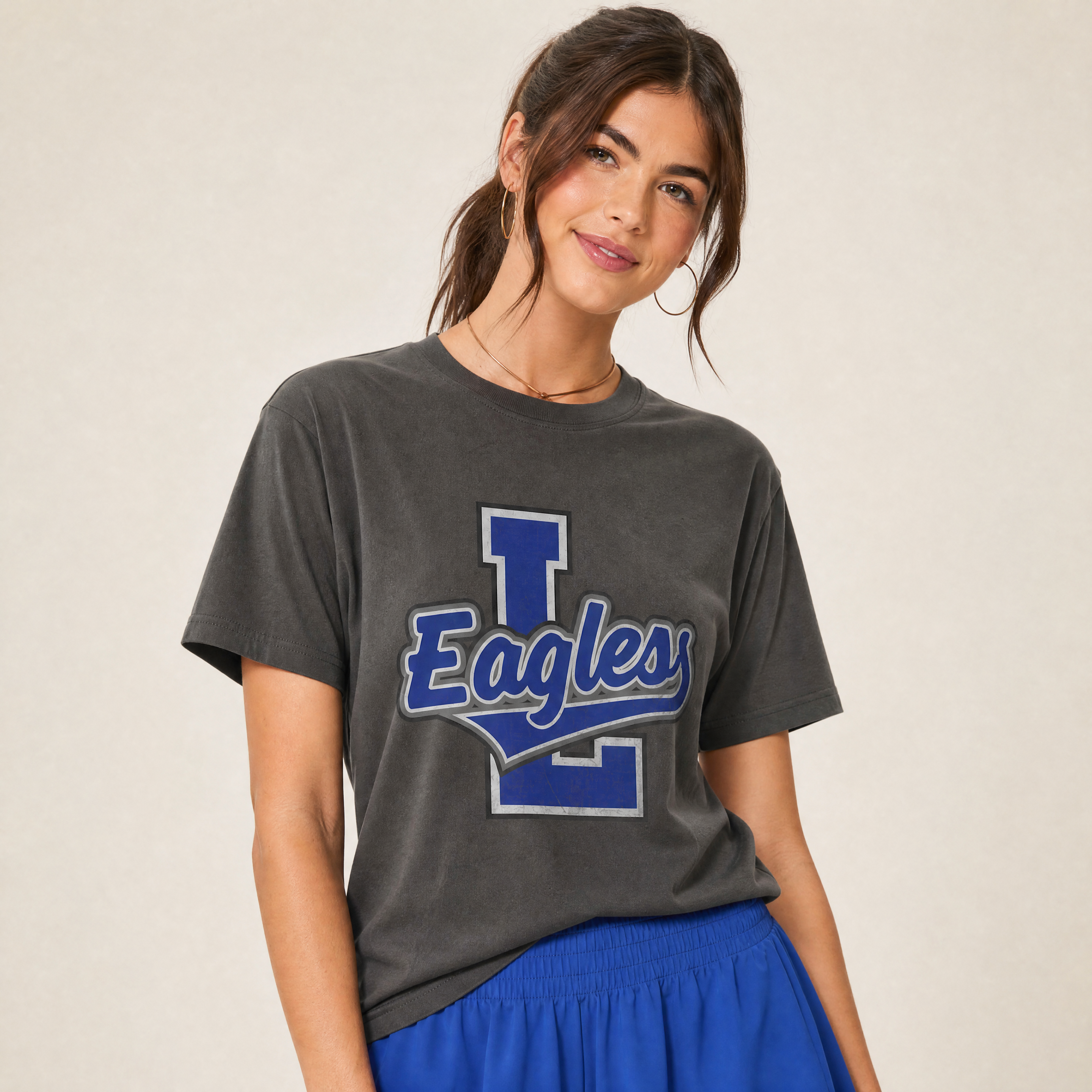 Close-up of the Lindale Eagles varsity print in Pepper