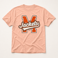 Mineola Jackets Varsity Spirit Tee in Neon Cantaloupe, Comfort Colors C1717 flat lay