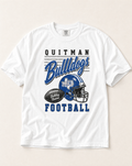 Quitman Bulldogs Football Retro Tee in white, flat lay