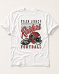 Tyler Legacy Raiders Football Retro Tee in white, flat lay