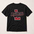 Tyler Legacy Raiders Varsity Spirit Tee in Black, Comfort Colors C1717 flat lay