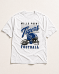 Wills Point Tigers Football Retro Tee in white, flat lay