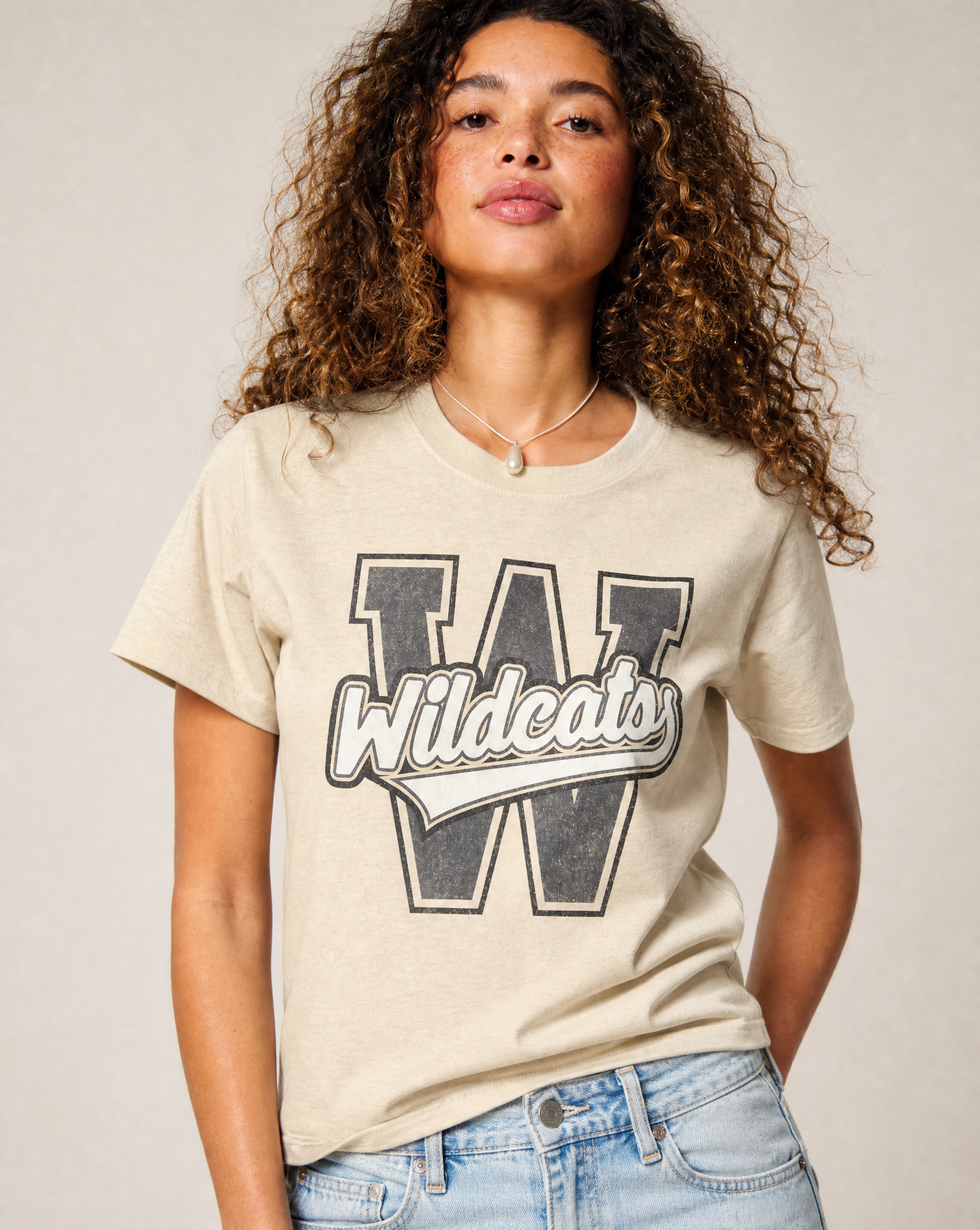 Close-up of the Winona Wildcats varsity print in Butter